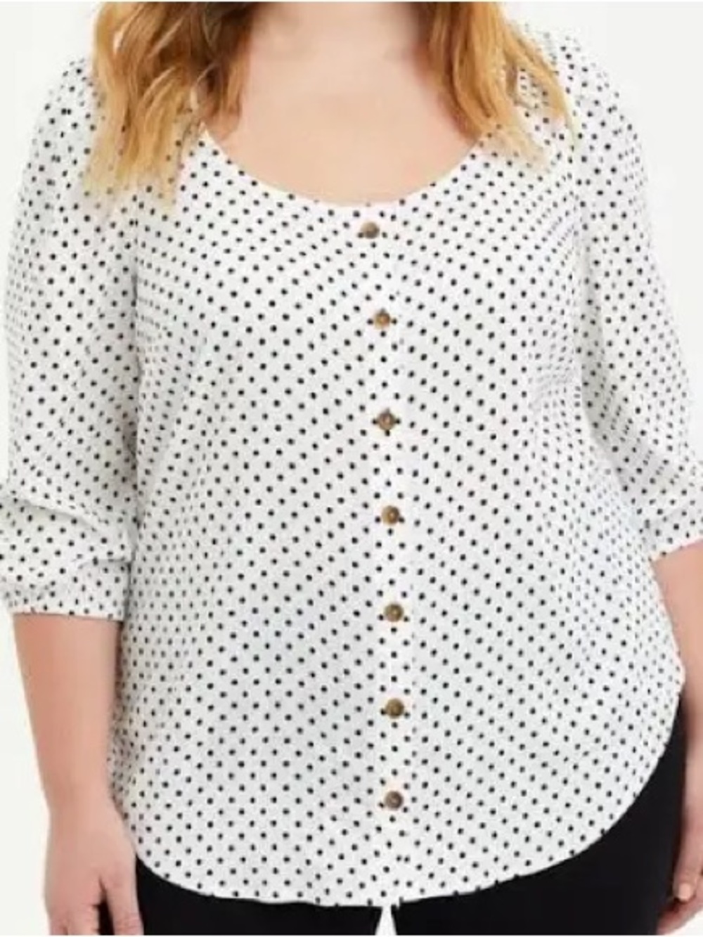 torrid White Black Polka Dot Button-Front Blouse 3x